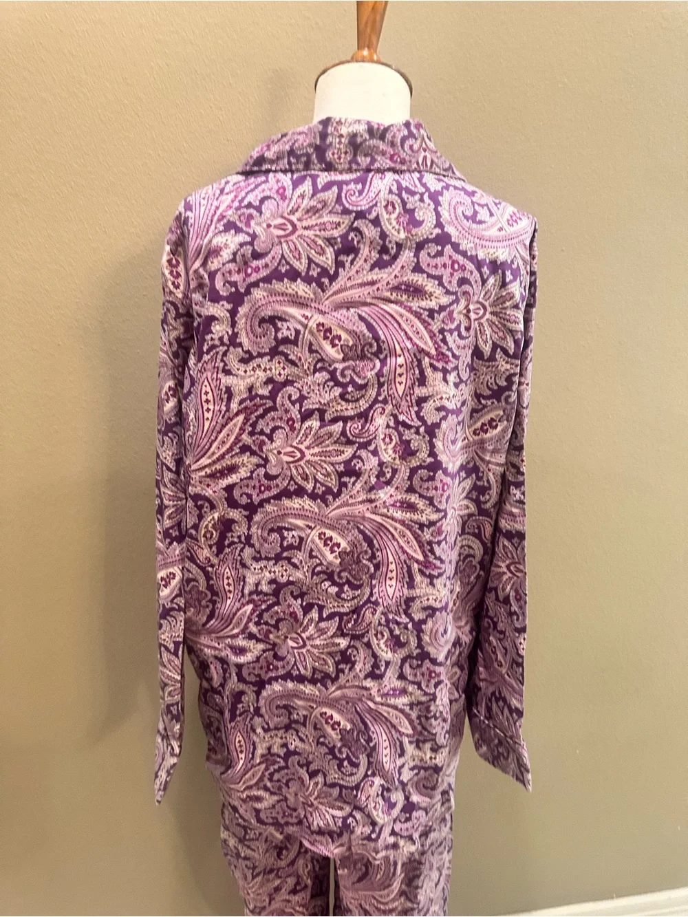 Lauren Ralph Lauren Purple Paisley Cotton Pajama Set Classic Button-Front XL